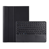 Y0N5-A TPU Case Lambskin Texture Round Keycap Bluetooth Keyboard Leather Case with Holder & Touchpad
